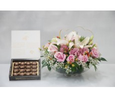 Chocolate With Flower Arrangement